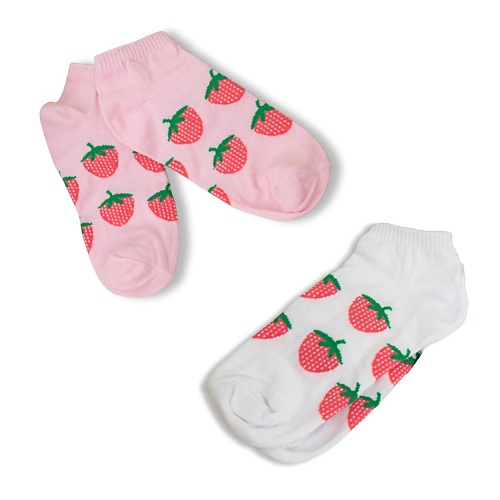 ILIKEGIFT Носки женские короткие Strawberry Pink and White 2 пары 218₽