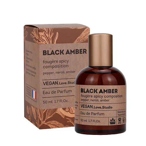 

VEGAN.LOVE.STUDIO Парфюмерная вода унисекс BLACK AMBER амбра перец нероли 50.0, Парфюмерная вода унисекс BLACK AMBER амбра перец нероли