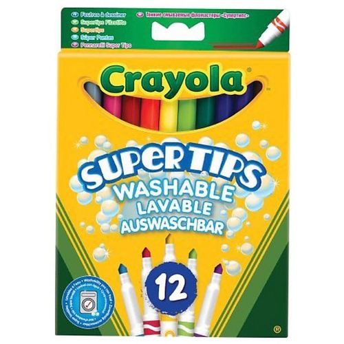 

CRAYOLA Смываемые фломастеры Super Tips Washable 12.0, Смываемые фломастеры Super Tips Washable