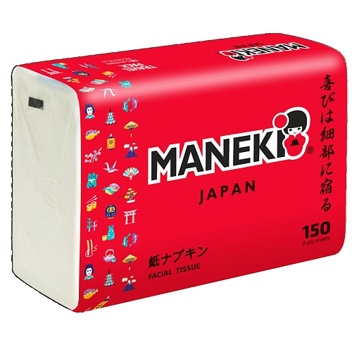 

MANEKI Салфетки бумажные RED 2 слоя 150, Салфетки бумажные RED 2 слоя