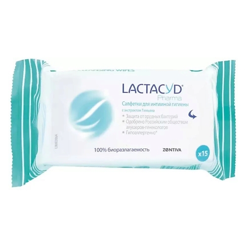 

LACTACYD Салфетки для интимной гигиены с экстрактом тимьяна 15.0, Салфетки для интимной гигиены с экстрактом тимьяна