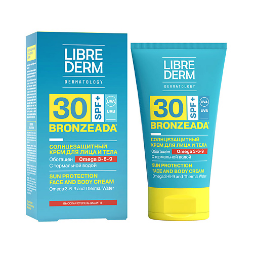 

LIBREDERM Солнцезащитный крем SPF30 с Омега 3 - 6 - 9 и термальной водой Bronzeada Sun Protection Face and Body Cream, Солнцезащитный крем SPF30 с Омега 3 - 6 - 9 и термальной водой Bronzeada Sun Protection Face and Body Cream