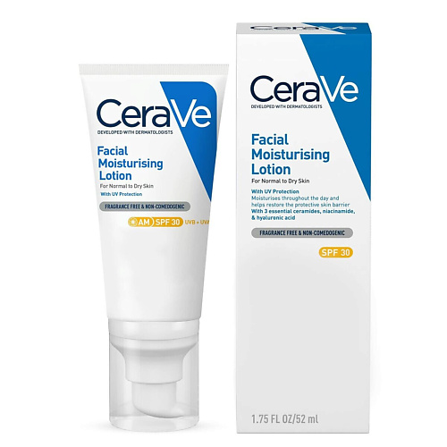 

CERAVE Увлажняющий солнцезащитный флюид для лица Moisturizing Lotion SPF30 52.0, Увлажняющий солнцезащитный флюид для лица Moisturizing Lotion SPF30