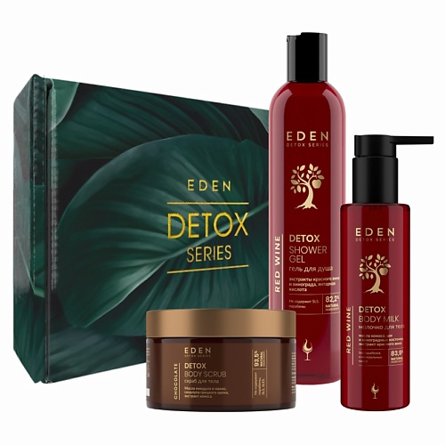 EDEN Подарочный набор Молочко для тела + гель для душа Red Wine +скраб DETOX Chocolate