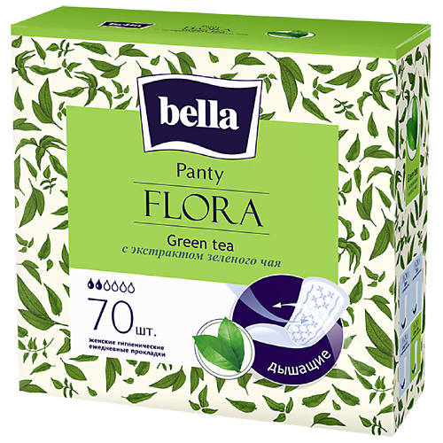 

BELLA Прокладки ежедневные Panty FLORA Green tea 70.0, Прокладки ежедневные Panty FLORA Green tea