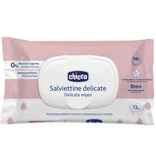 

CHICCO Салфетки очищающие (без отдушки), 72 шт 72.0, Салфетки очищающие (без отдушки), 72 шт