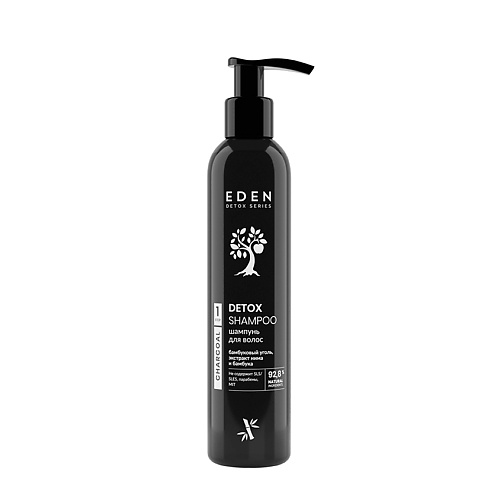 фото Eden шампунь для волос очищающий с кератином и бамбуковым углем bamboo charcoal detox 350.0