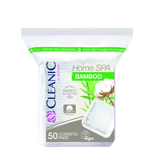 CLEANIC Home Spa Bamboo Ватные диски гигиенические квадратные 50.0