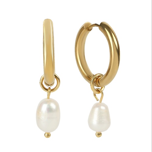 

VIAMORE Серьги Leda Hoops Base Rice Pearl gold, Серьги Leda Hoops Base Rice Pearl gold