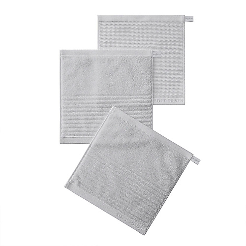 фото Soft silver набор antibacterial cotton towels, махровые салфетки 3 шт., 30х30 см. цвет: «благородное серебро» (серый)