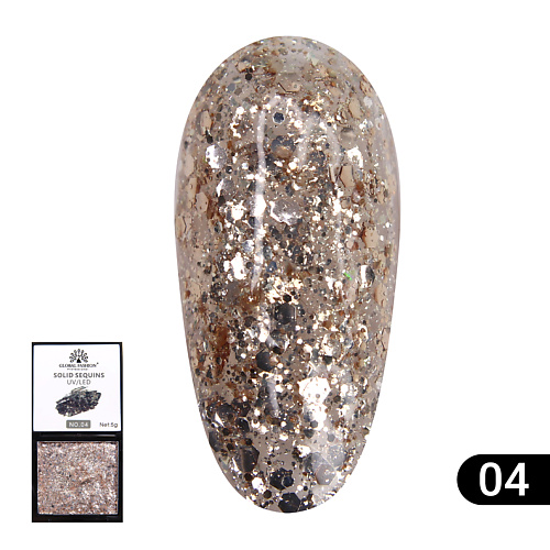 GLOBAL FASHION Гель-краска с глиттером, Solid Sequins color gel 01