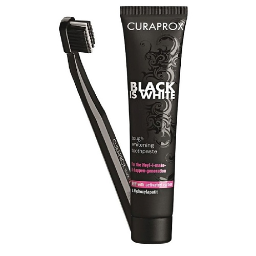 

CURAPROX Зубная паста Black Is White + зубная щетка Ultra Soft черная, Зубная паста Black Is White + зубная щетка Ultra Soft черная