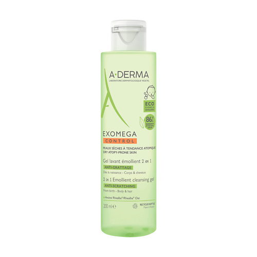 A-DERMA Очищающий гель 2-в-1 для тела и волос Exomega Control 1220₽