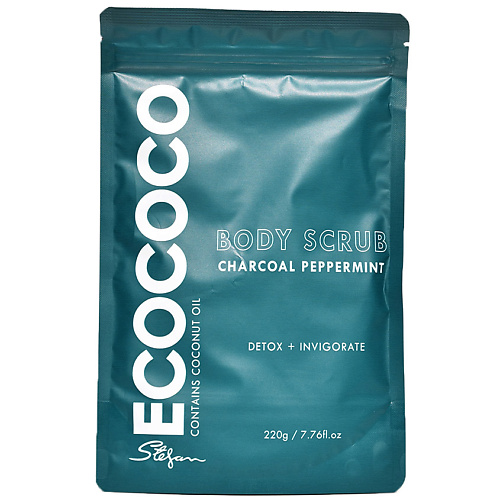 фото Ecococo скраб для тела для детокса и бодрости уголь и мята body scrub charcoal peppermint