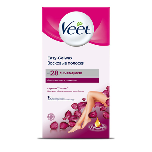 VEET Восковые полоски с ароматом бархатной розы и эфирными маслами