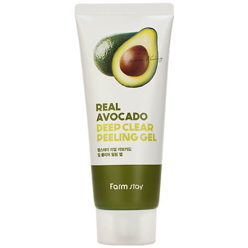 фото Farmstay гель для лица отшелушивающий с экстрактом авокадо real avocado tea deep clear peeling gel