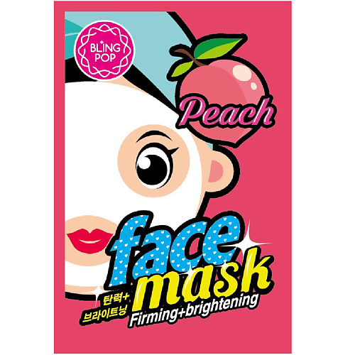 BLING POP Маска для лица тканевая укрепляющая и придающая сияние с персиком Face Mask 143₽