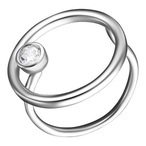 UVI JEWELLERY Серебристое безразмерное кольцо с прозрачным кристаллом