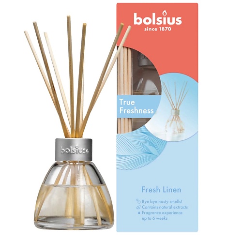 

BOLSIUS Ароматический диффузор + палочки Bolsius True freshness хлопок 45.0, Ароматический диффузор + палочки Bolsius True freshness хлопок