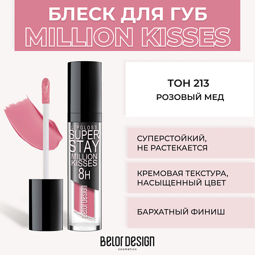 BELOR DESIGN Суперстойкий блеск для губ SUPER STAY MILLION KISSES