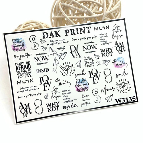 

DAK PRINT Слайдер-дизайн для ногтей W3135, Слайдер-дизайн для ногтей W3135