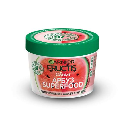 GARNIER Маска для тонких волос 3в1 Арбуз Superfood Объем Fructis