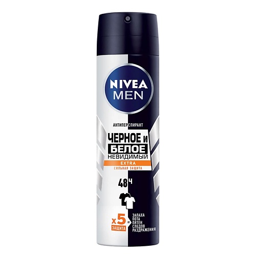 

NIVEA MEN Антиперспирант спрей "Черное и белое" Невидимый EXTRA, MEN Антиперспирант спрей "Черное и белое" Невидимый EXTRA