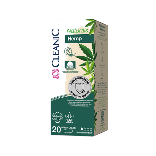 

CLEANIC Naturals Organic Cotton&Hemp Прокладки ежедневные 20.0, Naturals Organic Cotton&Hemp Прокладки ежедневные