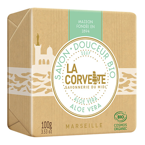 

LA CORVETTE Мыло органическое для лица и тела Алоэ вера Marseille Aloe Vera Soap, Мыло органическое для лица и тела Алоэ вера Marseille Aloe Vera Soap