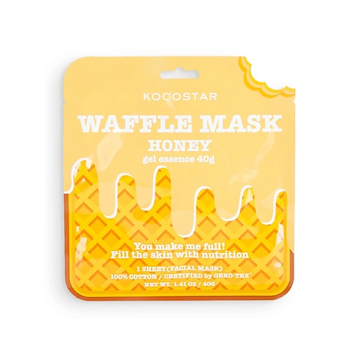 фото Kocostar питательная вафельная маска для лица «медовое удовольствие» waffle mask honey