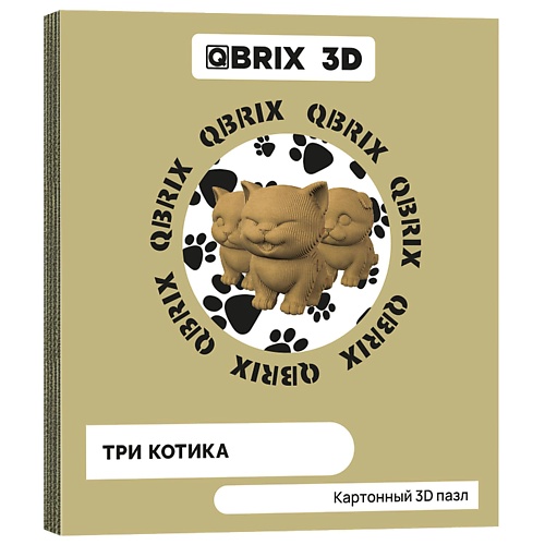 

QBRIX Картонный 3D конструктор Три котика, Картонный 3D конструктор Три котика