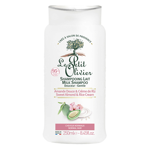 LE PETIT OLIVIER Шампунь для нормальных волос Миндальное молочко и рисовый крем Sweet Almond Rice Cream Milk Shampoo 872₽