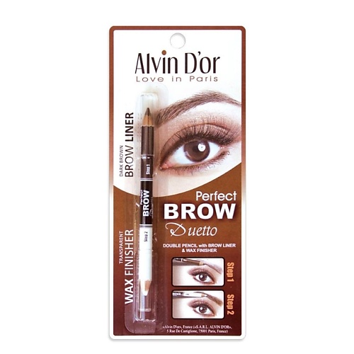 

ALVIN D’OR Профессиональный дуэт для бровей карандаш + воск Brow Perfect, Профессиональный дуэт для бровей карандаш + воск Brow Perfect