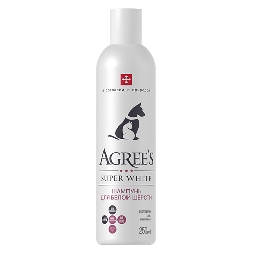 

AGREE'S FOR PETS Шампунь для животных SUPER WHITE, для белой шерсти, с экстрактами трав, витамин В6 250, Шампунь для животных SUPER WHITE, для белой шерсти, с экстрактами трав, витамин В6