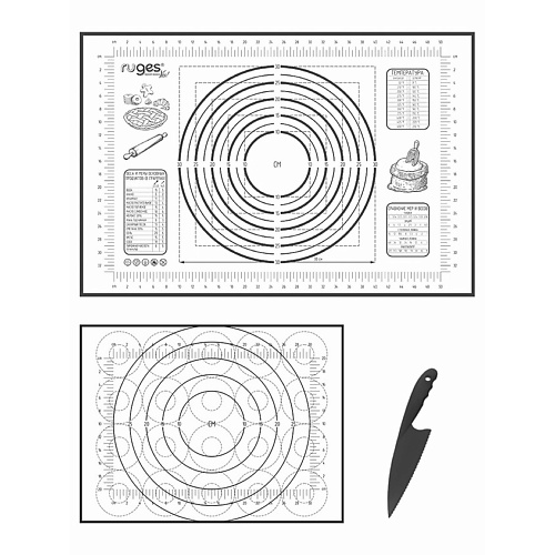 RUGES Набор силиконовых ковриков для раскатки и выпечки БЕЙКЕР с ножом