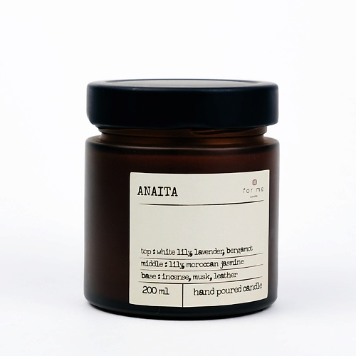 

FOR ME CANDLE Ароматическая свеча с деревянным фитилем Anaita 200.0, Ароматическая свеча с деревянным фитилем Anaita