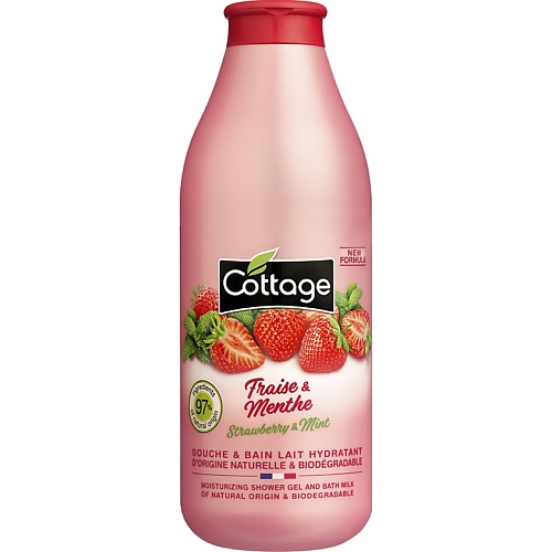 

COTTAGE Увлажняющий гель для душа и пена для ванны 2 в 1 Moisturizing Shower Gel & Bath Milk – Strawberry & Mint, Увлажняющий гель для душа и пена для ванны 2 в 1 Moisturizing Shower Gel & Bath Milk – Strawberry & Mint