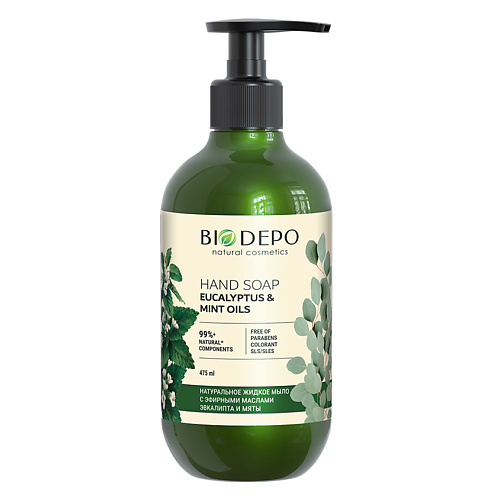 

BIODEPO Жидкое мыло натуральное с эфирными маслами эвкалипта и мяты Liquid Hand Soap With Eucalyptus And Mint Essential Oils, Жидкое мыло натуральное с эфирными маслами эвкалипта и мяты Liquid Hand Soap With Eucalyptus And Mint Essential Oils