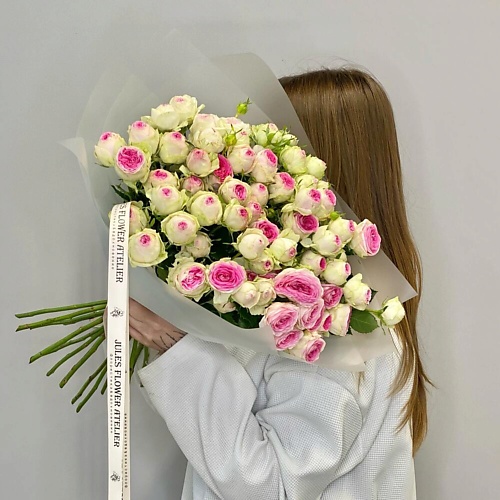 

JULES FLOWER ATELIER Моно из пионовидных кустовых роз Джелатто 15шт, Моно из пионовидных кустовых роз Джелатто 15шт