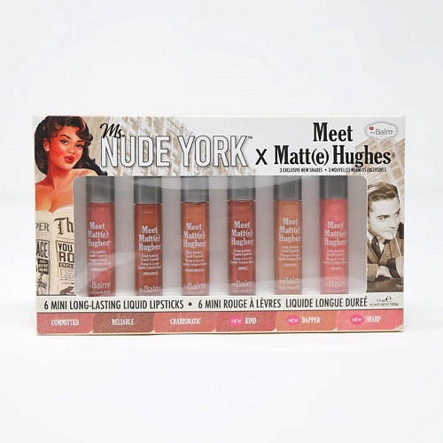 

THEBALM Набор из 6 оттенков мини жидких матовых помад Meet Matte Hughes x Ms. Nude York, Набор из 6 оттенков мини жидких матовых помад Meet Matte Hughes x Ms. Nude York