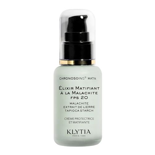 

KLYTIA Крем-основа под макияж защитный матирующий SPF 20 Skin Care Elixir Matifiant A La Malachite, Крем-основа под макияж защитный матирующий SPF 20 Skin Care Elixir Matifiant A La Malachite