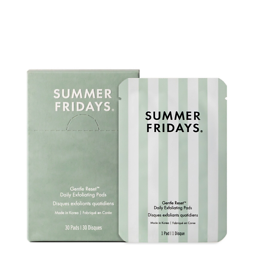 Спонж для нанесения макияжа SUMMER FRIDAYS Пэды для лица отшелушивающие Gentle Reset Daily Exfoliating Pads