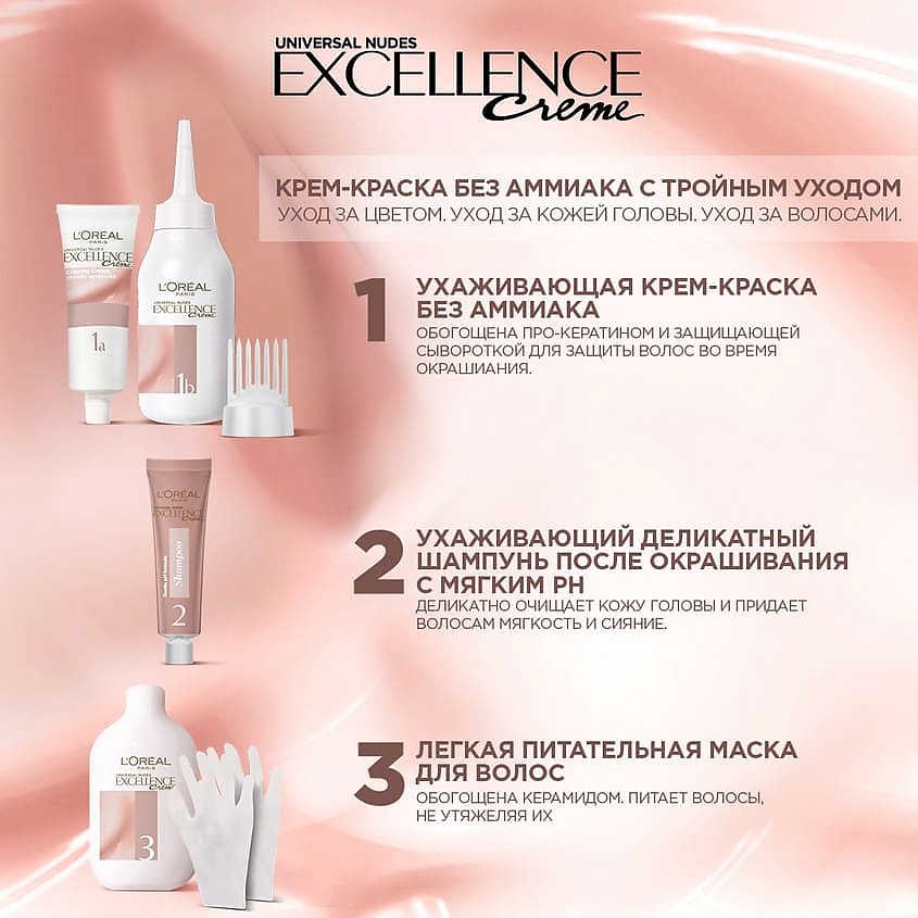 Крем - краска L`Oreal Paris Excellence Creme стойкая для волос 9.1 Очень светло-русый пепельный