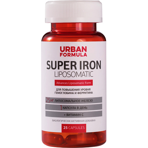 URBAN FORMULA Липосомальное железо с витамином С «Super Iron» для повышения уровня гемоглобина и ферритина urban formula комплекс для концентрации внимания и памяти brain activator
