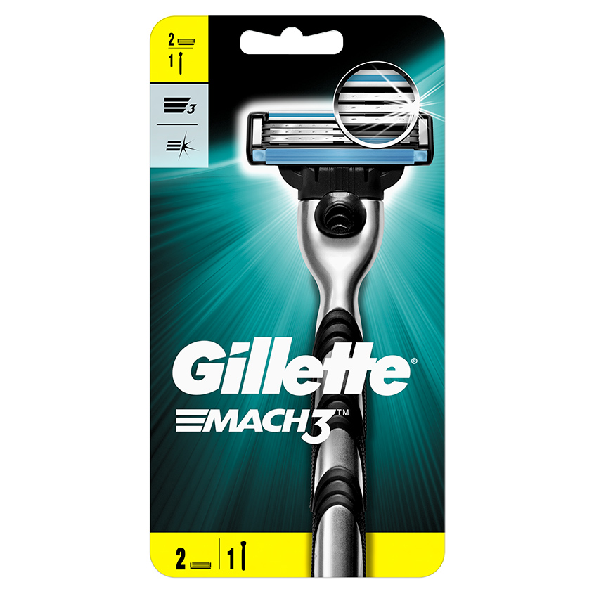 фото Gillette бритва с 2 сменными кассетами mach3