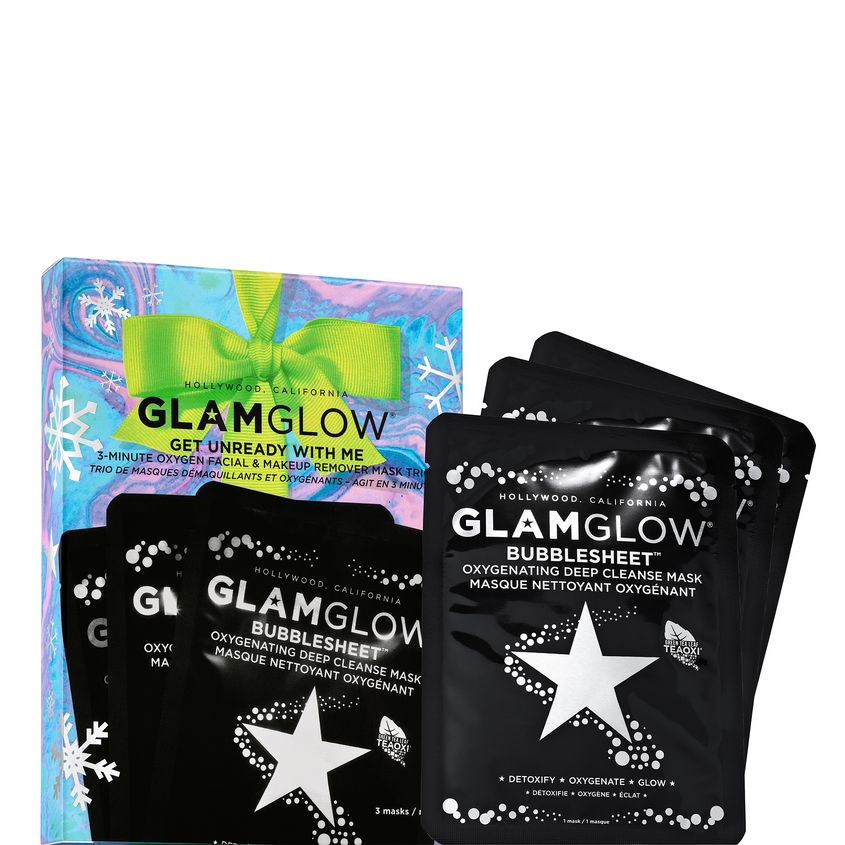 фото Glamglow набор get unready with me 3-minute oxygen facial & makeup remover mask trio