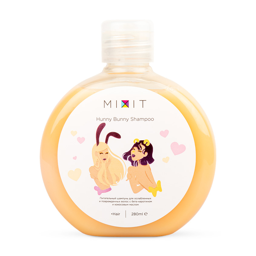 фото Mixit питательный шампунь для ослабленных волос hunny bunny shampoo