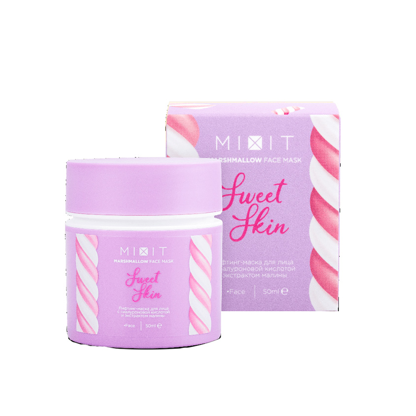 фото Mixit лифтинг-маска для лица c гиалуроновой кислотой и экстрактом малины sweet skin marshmallow mask