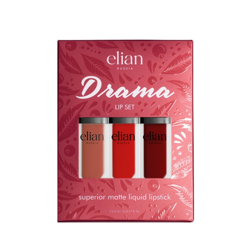 фото Elian russia набор для губ superior matte liquid lipstick drama lip set