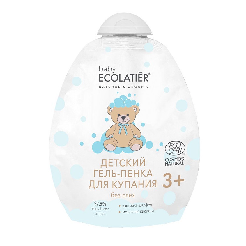 фото Ecolatier baby детский гель-пенка для купания 3+ (ecocert) дой-пак